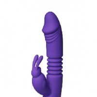 Thrusting Rabbit Vibe. 12 Thrusting & 12 Vibrating Functions, Heating, Silicone, Rechargeable, PURPLE